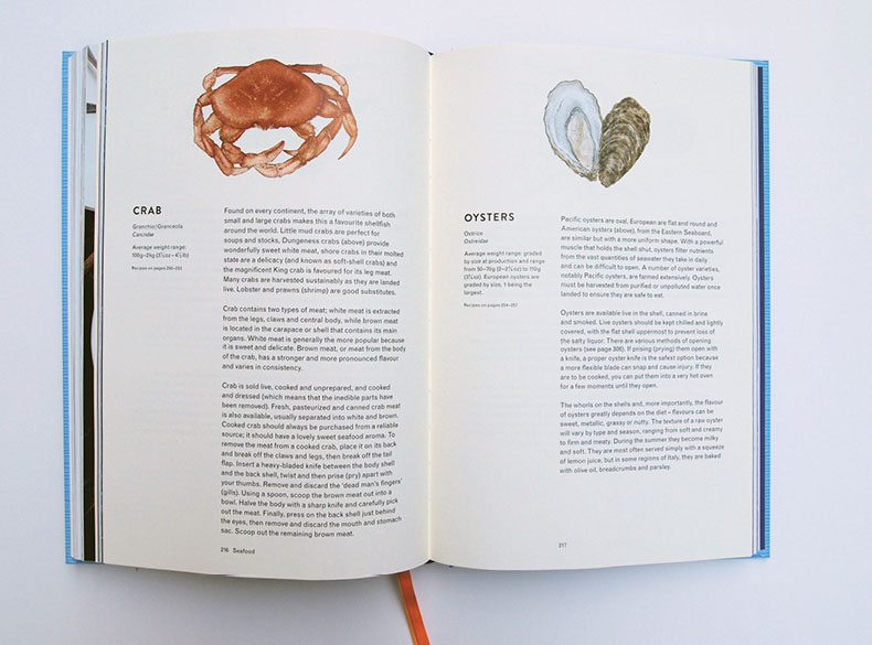 Inside pages of Fish – Recipes of the Sea, biological illustrations by Katie Scott